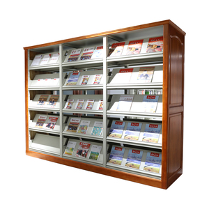 Exhibidor de Revistas Duradero de Madera y Metal con Almacenamiento Inferior para Oficinas de Instituciones Financieras - Product Image 4