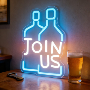 Letrero Luminoso LED 'JOIN US', Luz Acrílica USB Regulable para Decoración de Fiestas y Espacios Comunitarios - Product Image 1