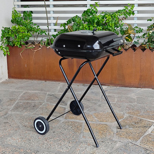 Portable Folding Hamburger Grill 18-Inch Outdoor BBQ Camping Grill With Wheels And Stand - Product Image 1