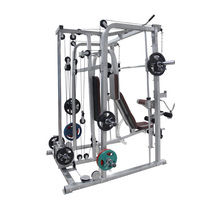 Machine Smith multifonction avec banc de musculation, rack à squats et crossover de câbles, tout-en-un pour la salle de sport