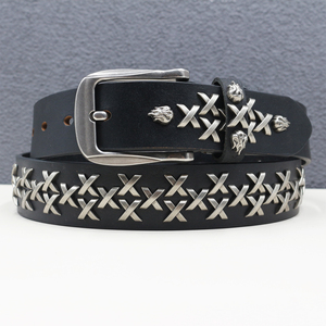 Cintura in pelle pesante Y2K con borchie da donna, cinture in pelle di vacchetta con borchie, cintura rock da donna per jeans - Product Image 1