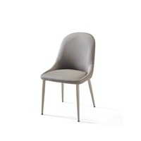 Chaise de salle à manger confortable et ergonomique en cuir PU avec pieds en métal pour dossier haut, idéale pour la maison