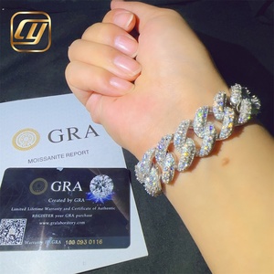 GRA Certificated 18mm 925 Sterling Silver <b>Iced</b> <b>Out</b> VVS Moissanite Diamond Cuban Link <b>Chain</b> Hip Hop Jewelry Bracelet - Product Image 6