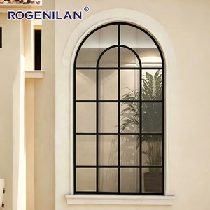 Fenêtres en verre fixe ultra-étroites et cintrées sur mesure ROGENILAN, fenêtres panoramiques en aluminium avec vitrage trempé et grilles - Product Image 5
