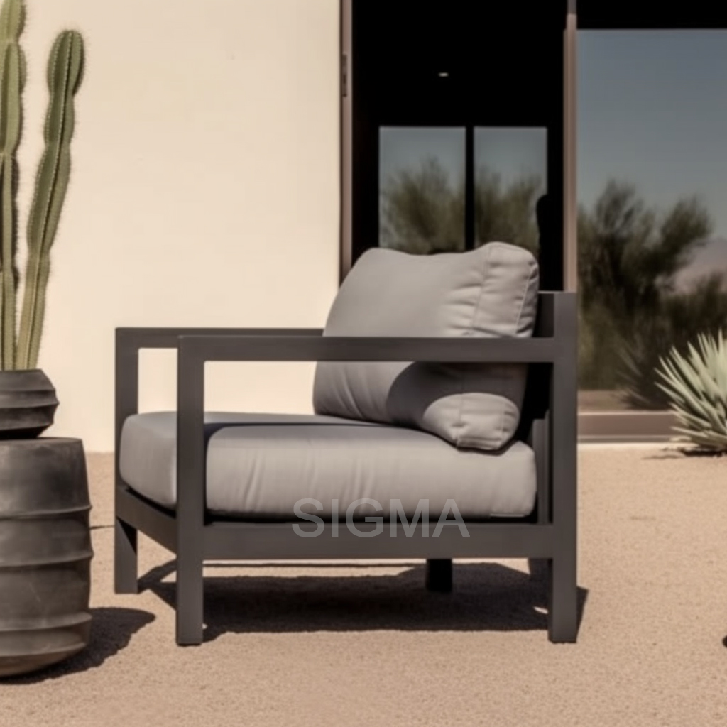 Patio Garden Luxury Aluminum sofa Modern Outdoor Furniture Courtyard Hotel Lounge Chair With Cushion