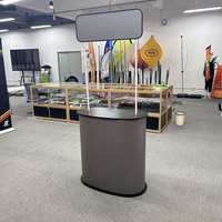 Comptoir d'exposition pliable portable, table de promotion, tissu tendu, ovale incurvé, comptoir pop-up pour salon professionnel