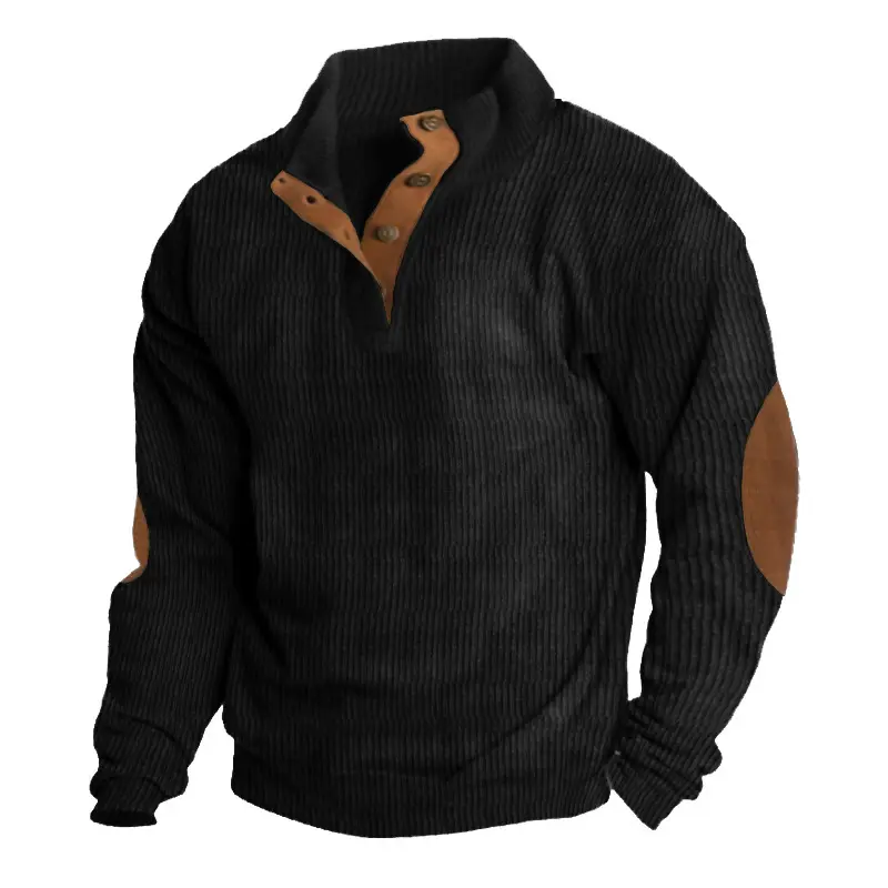 Haute qualité Plaine Couleurs Debout Col Pull Tricot Hommes Pull Manches Longues Chemise