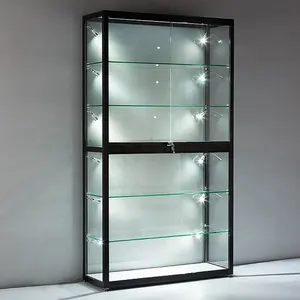 Perakende camlı vitrin dolabı peruk vitrin ile LED ışık ucuz duman dükkanı vitrin