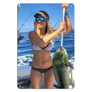 فتيات صيد الأسماك لافتات معدنية من القصدير لوحة ديكور حائط ملصقات عتيقة لوحة حديدية لكهف رجل للمنزل مقهى حديقة نادي بار - Product Image 2