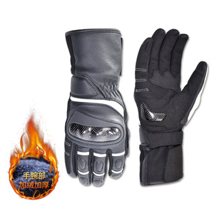 Motorcycle Riding <b>Gloves</b> Black Windproof Warm Thickened Hard Shell Wear Resistant Non Slip <b>Touchscreen</b> Support For Men - Product Image 1