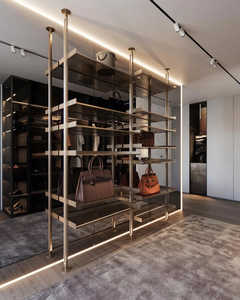 Armario Extensible de Madera Maciza Moderna Personalizado de Primera Calidad |   Puertas Corredizas con 5+ Cajones, Barras para Colgar, Estantes Modulares, Montaje en <span class=keywords><strong>Pared</strong></span> - Product Image 6