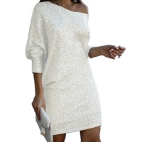 Haute qualité robe à une épaule col inclinable robe de soirée portefeuille à la mode meilleur ajustement paillettes Sexy robe de boîte de nuit