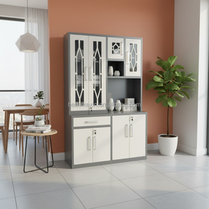 Mueble de Cocina Compacto y Moderno de Acero <span class=keywords><strong>con</strong></span> Estantes Ajustables, Alacena Metálica para <span class=keywords><strong>Apartamentos</strong></span> Pequeños y Estudios - Product Image 3
