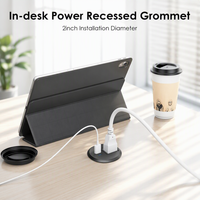 Prise de courant encastrée de bureau ronde avec USB-C PD 20W pour charge rapide, idéale pour salles de conférence