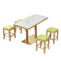 Ensemble table et chaises modernes minimalistes en bois massif, petit tabouret carré pour restaurants, snack-bars, cafés et salons de thé