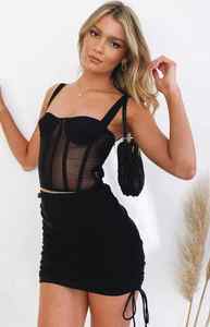 Mini-jupe respirante à volants pour femmes à taille haute en dentelle couleur unie jupe plissée A-Line - Product Image 5