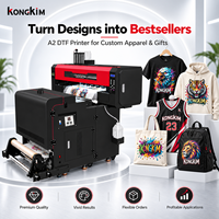 Imprimante de transfert DTF format A2 KONGKIM, machine d'impression sur film PET avec agitateur de poudre automatique et four pour vêtements personnalisés