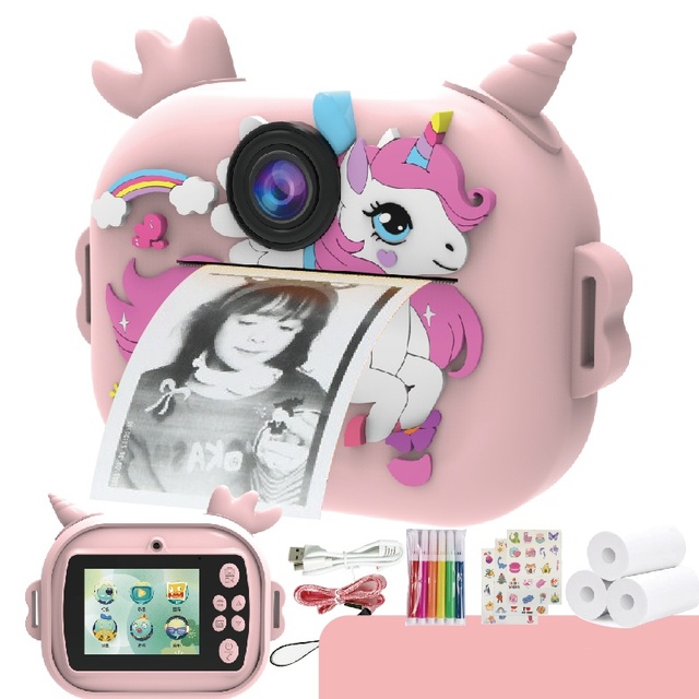 X5D Kids Instant Print Camera Selfie Thermal Print Camera 2.4' Screen Dual Lens 1080P Children Print Camera Toy Game Music Gift
