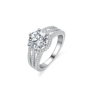 Moissan ite Ringe Sterling Silber Halo Ring Rhodium Platte Runds chliff Schmuck für Frauen Hochzeits geschenk Jubiläum Verlobung