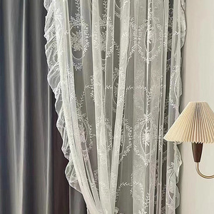 XinLan romantico pizzo bianco lussuoso <span class=keywords><strong>Tulle</strong></span> trasparente finestra <span class=keywords><strong>francese</strong></span> camera da letto divisorio tenda per uso domestico - Product Image 5