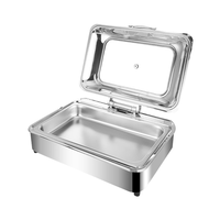Réchauffeur d'aliments pour buffet plat à shafer jetable en acier inoxydable plat de chauffe-plats rectangulaire pour la restauration en gros