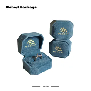 Webest Pakket Sieraden Verpakking Hexagon Fluwelen Ring Box Sieraden Verpakking