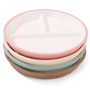 Ensemble de vaisselle en porcelaine pour enfants avec manchon en silicone, assiettes et bols compatibles micro-ondes, pour tout-petits - Product Image 1