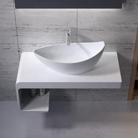 Lavabo de salle de bain en pierre naturelle, résine, Design carré mince, nouveau