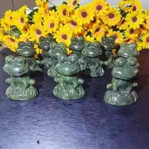 New Arrived Crystals Carving Craft Xiuyu Cute Frog Xiuyan Jade 6cm Frog Ornaments