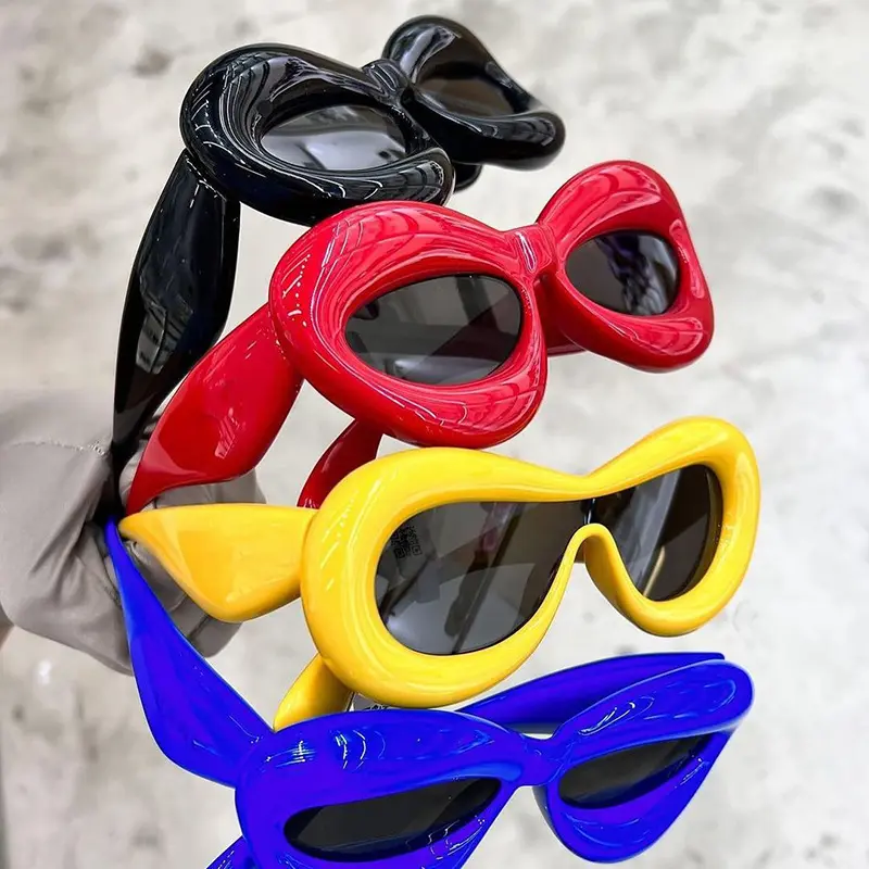 2023 Unique Trendy Inflated Cat eye Y2K Sunglasses Women Fashion Luxury Famous Brand Designer Hip Hop Sun Glasses