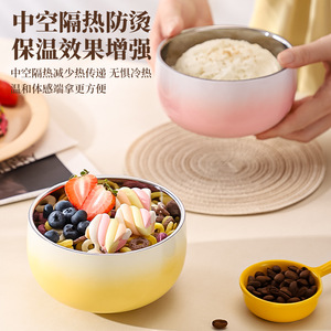 Tazón de acero inoxidable 304 con degradado de colores, aislante del calor y antiescaldaduras para uso doméstico en la cocina. - Product Image 3