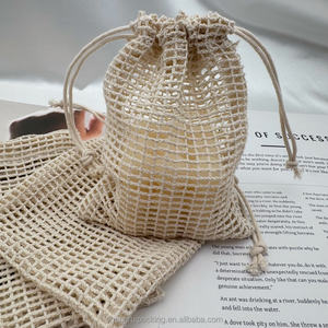 Bolsas de <span class=keywords><strong>malla</strong></span> de algodón reutilizables orgánicas de primera calidad para jabón hecho a mano, bolsas de <span class=keywords><strong>malla</strong></span> lavables con velas para verduras con cordón - Product Image 2