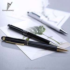 Stylo à bille fantaisie en métal avec logo personnalisé, couleur contrastée 2023, avec stylet pour l'écriture - Product Image 1