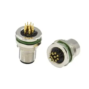 ขั้วต่อสายเคเบิล M12 แบบ A Code Connector 8 ขา IP67 ชนิดตัวผู้ แบบยึดด้านหน้า ติดตั้งบนแผง - Product Image 4