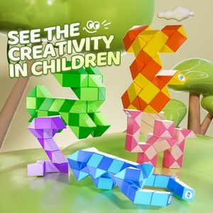 Serpiente mágica de doble color de alta calidad 24 36 48 72 bloques regla rompecabezas juguete serpiente cubo Fidget juguete giro rompecabezas para niños - Product Image 2