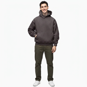 Sudadera con Capucha de Lana de Cordero 100% Personalizada, Chaqueta de Moda con Parches, Estilo Holgado, Media Cremallera, para Hombre - Product Image 1