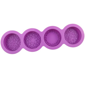 New Ideas Disposable 4-Cavity Silicone Oval <b>Soap</b> Mold Mixed Flower Patterns Customizable DIY Cake Tool Easy Demoulding Making - Product Image 3