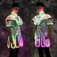 Costumes de robot LED pour adultes unisexes, performance de danse sur scène avec lumières, veste lumineuse pour boîte de nuit