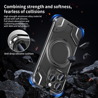 Coque de téléphone à cadre en alliage d'aluminium de luxe pour iPhone 13 14 15 16 Pro Max porte-anneau antichoc conception galvanoplastie couverture mobile