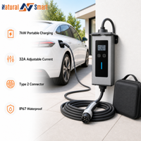 Pengisi Daya Mobil Listrik Portabel 7kW 32A Tipe 2 untuk Rumah, Arus Dapat Diatur, IP67, Pengisi Daya Mobil Cepat untuk Rumah, Pengisi Daya Portabel untuk Rumah