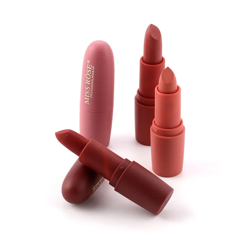 Lipstik Matte baru untuk wanita kosmetik warna bibir merek seksi lipstik tahan air awet Miss Rose lipstik Nude