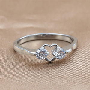 Heart Shape <b>Titanium</b> Steel <b>Ring</b> Silver Women's Wedding Gift Jewelry 24094 - Product Image 1