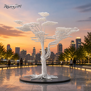 Grande Scultura Bianca in Acciaio Inossidabile Albero della <span class=keywords><strong>Vita</strong></span> per Esterni, Piazza, Rami Intrecciati, Nodo a Sfera, Arte Metallica, Monumento, Personalizzabile dal Produttore - Product Image 1