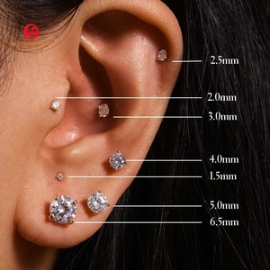 Gia IGI chứng nhận hpht cvd phòng thí nghiệm phát triển tạo ra Kim Cương 1 2 3 Carat 10k 14k 18K vàng rắn 4 prong Bông tai Stud phòng thí nghiệm phát triển đinh tán - Product Image 3