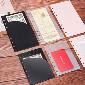 A6 A7 pembe buzlu PP nakit zarflar bölücü 2 cepler gevşek yaprak Zipless para zarflar dergisi bütçe bağlayıcı cepler 6 delik - Product Image 5