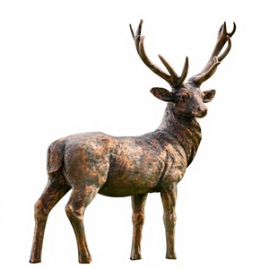 Rusty Antler Reindeer Statue Ground Display Handmade Life Size <b>Wild</b> Male Deer Sculpture For Decoration Garden Supplies Figurine - Product Image 1