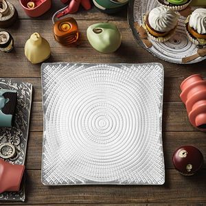 Plat de 24cm/9.5 pouces IVV Design Carré Diamante Texturé en Verre Plat pour les Occasions de Fête - Product Image 4
