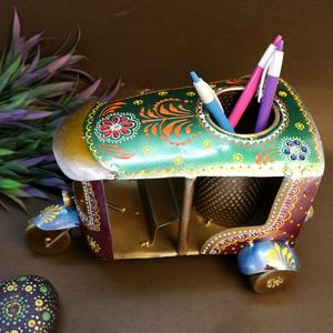 Iron Auto Pen Stand Holder, Handcrafted <b>Car</b> Shaped Desk Organizer, Decorative Office <b>Table</b> Pen Holder & Gift Item - Product Image 1