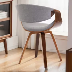 JP Vente Flash Chaises de Salle à Manger Pivotantes en Rotin Noyer, Chaises d'Appoint Ergonomiques avec Dossier en Canne, Accoudoirs Courbés et Cadre en Bois Cintré - Product Image 5