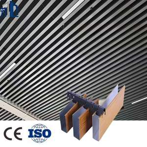 Modern Suspended Metal Strip Wood Baffle <strong>Ceiling</strong> U Shaped Aluminum Linear Panel Fireproof Waterproof Outdoor Hotel Use False - Product Image 1